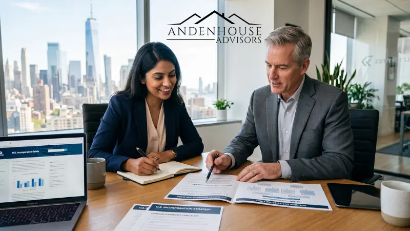 Foreign business owner planning U.S. company incorporation with an advisor
